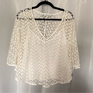 Zara floral lace sheer blouse